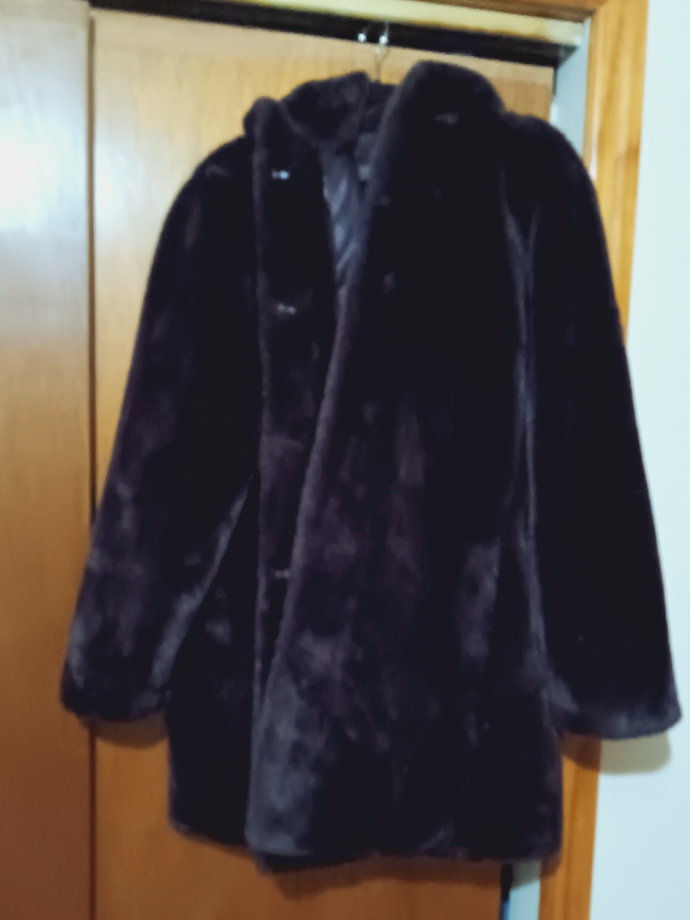 Dkny Men's Black Plush Faux Fur Coat